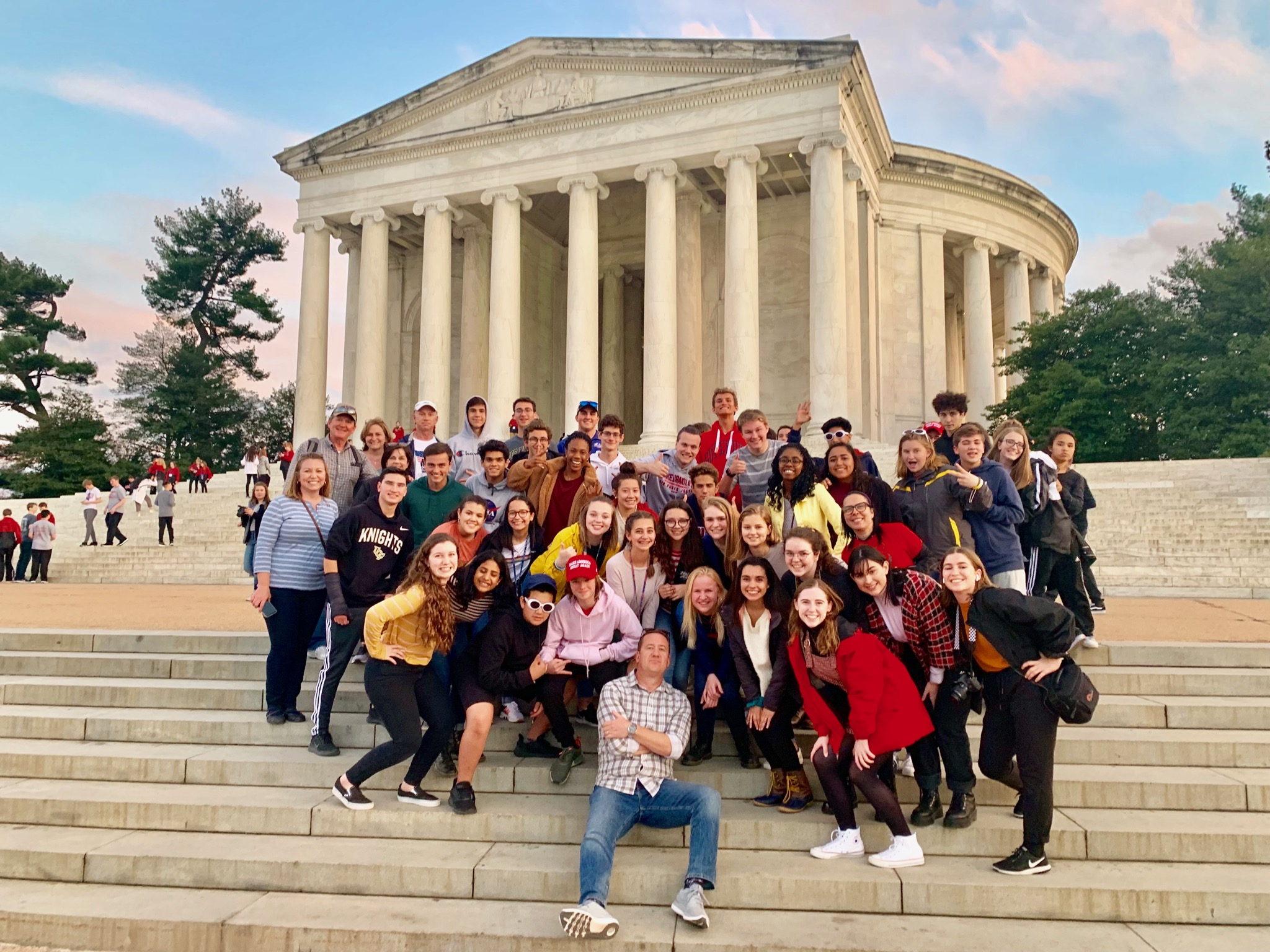 Group of students on steps of Washington DC landmark