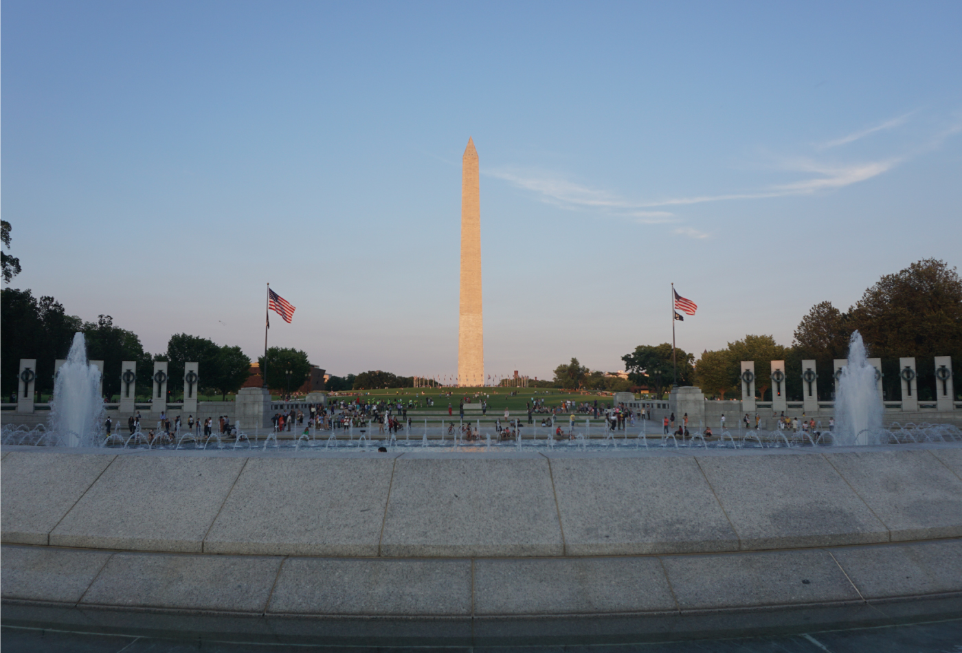 Washington Monument and World Ware II memorial in Washington DC